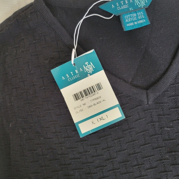 Astra Classic Textured Knit Black Sweater Vest Men's X-Large NWT - Picture 8 of 9